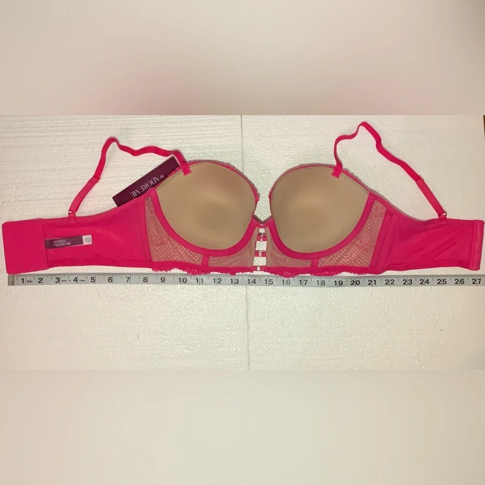 Women’s Morgan Natural Lift Lace Push Up Bra Adored by Adore Me Pink 36B